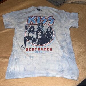 KISS Destroyer 1976 Tie-Dye T-Shirt - Light Blue